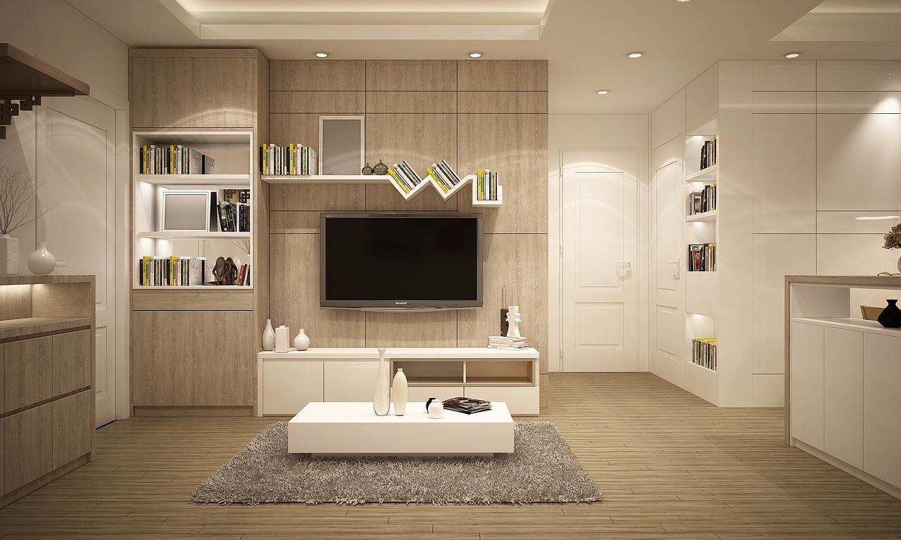 Interieur van modulair huis met flexibele indeling. Interieur van modulair huis met flexibele indeling.