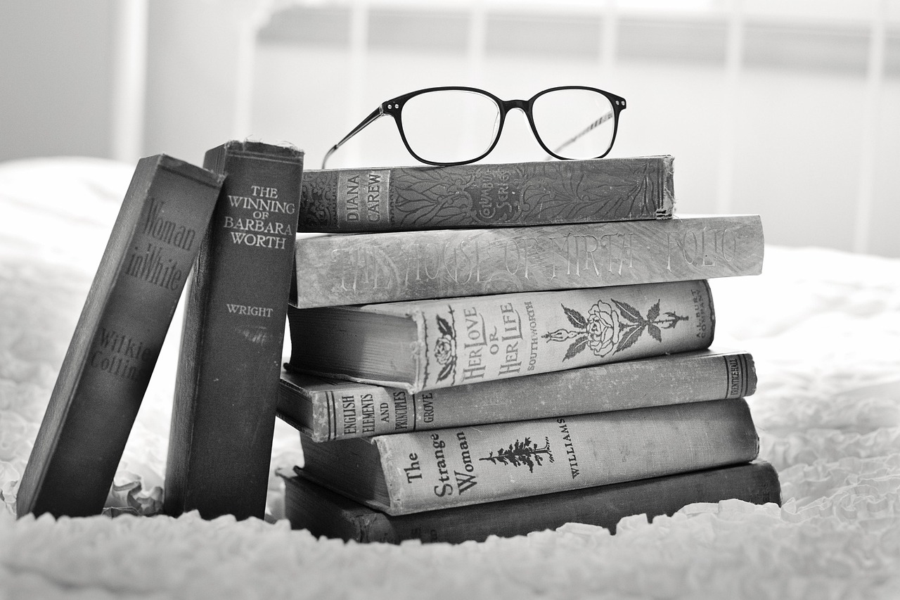 Boekenwand met klassieke literatuur en planten. Boekenwand met klassieke literatuur en planten.